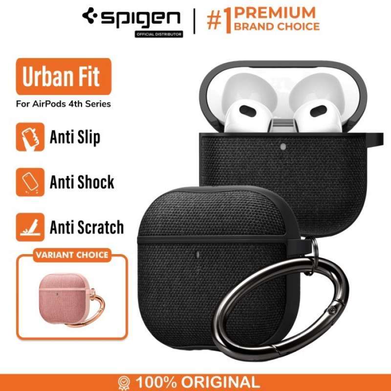 Case AirPods Gen Spigen Urban Fit Fabric Anti Slip Gores Crack Slim  Hardcase Casing Carabiner