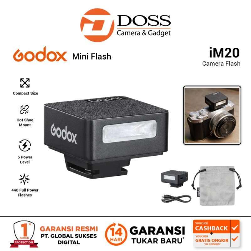 Flash Godox IM22 Manuel - Compatible Ricoh GR III, Canon, Sony, Nikon - 5 Niveaux Puissance - USB-C - 440 Flashs
