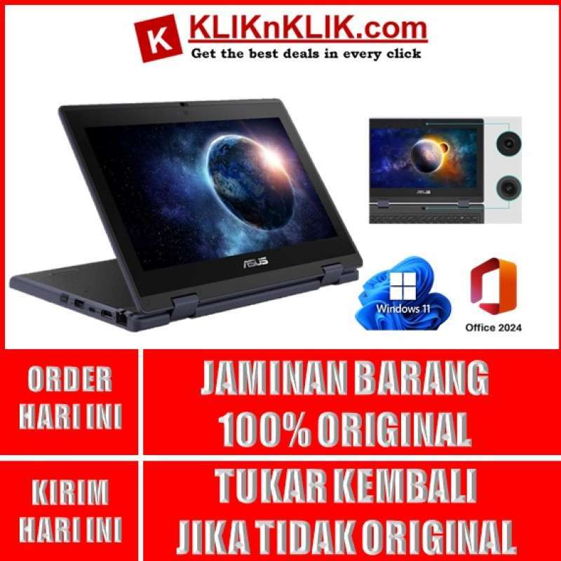 ASUS BR1102FGA Layar Sentuh 11.6 HD, Desain 2-in-1 dengan Intel N100 dan SSD 512GB, Ideal untuk Profesional dan Pelajar