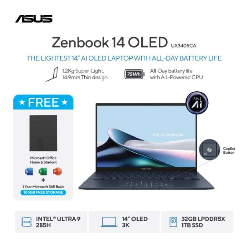 Promo Asus Zenbook 14 Ux3405ca-oleds9311tm Evo Touchscreen Intel