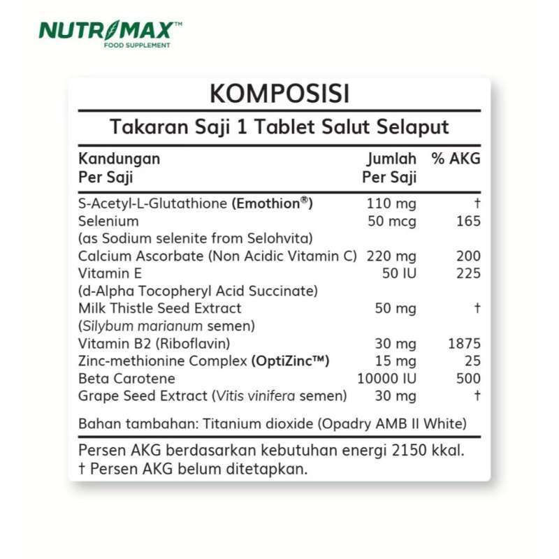 kandungan glutathione Nutrimax Glutoxidant Membantu Meningkatkan Kadar Glutathione