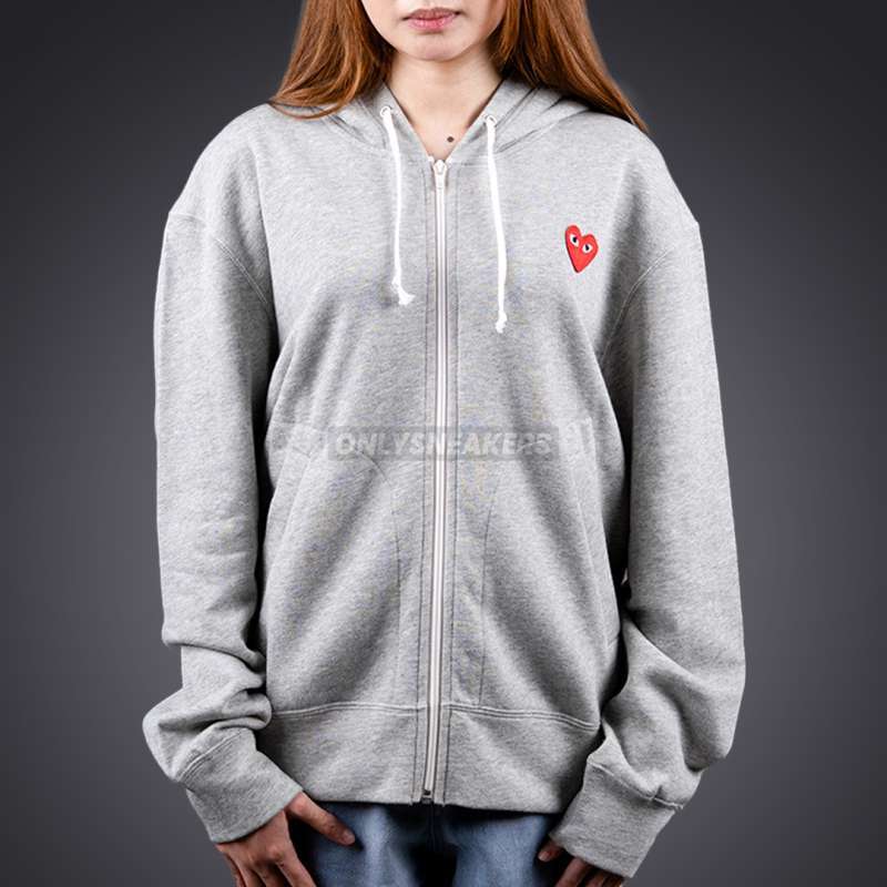 Pink Commes Des Garcon Play Hoodie CDG PLAY RED HEART ZIP UP