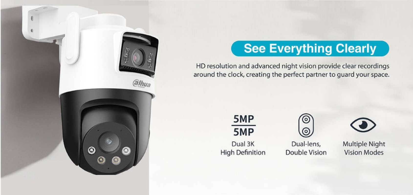 DAHUA DH-P5D-5F-PV DUAL LENS 3K 5MP KAMERA CCTV WIFI CAMERA WAY AUDIO  ALARM PT OUTDOOR FULL COLOR