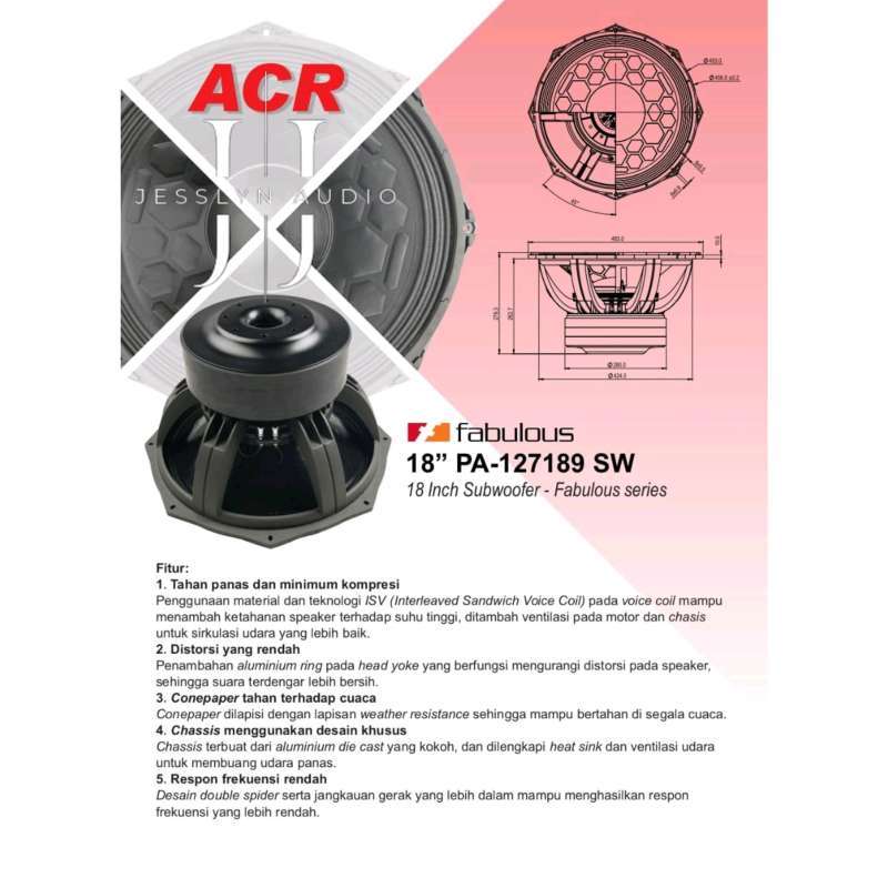 Jual Free Packing Kayu Speaker Acr Fabulous 18 Inch Pa 127189 Sw