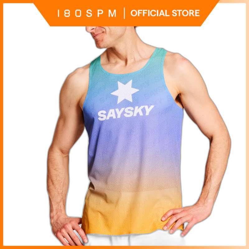 Promo Saysky - Men's Drip Dye Flow Air Singlet - Singlet Lari Pria
