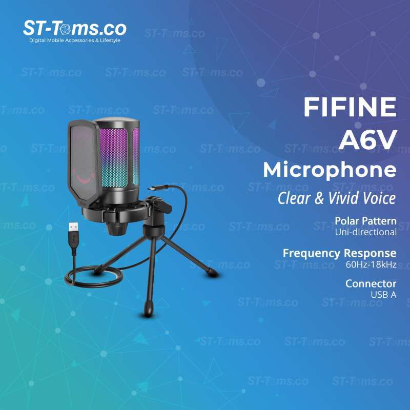 Jual Fifine Ampligame A6v / A6 V USB Microphone With Volume Dial, Mute ...