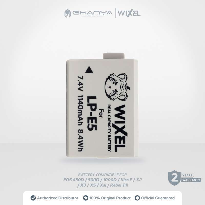 WIXEL Baterai Kamera LP-E5 for Canon EOS 450D 500D 1000D Kiss F X2  X3 XS Xsi Rebel T1i Camera Battery Batre Batrei Real Capacity Dual