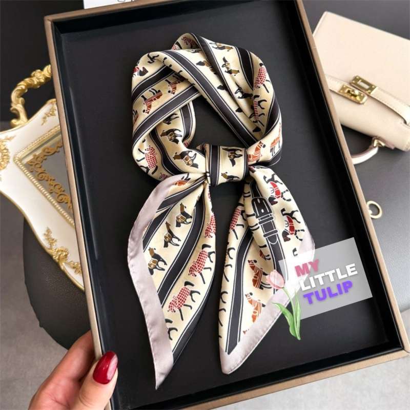 Scarf Keren Wanita Syal Kantoran 70x70 Syal Motif Kuda Syal Hadiah Kado  Atasan Cewek Syal Satin Silk 70cm