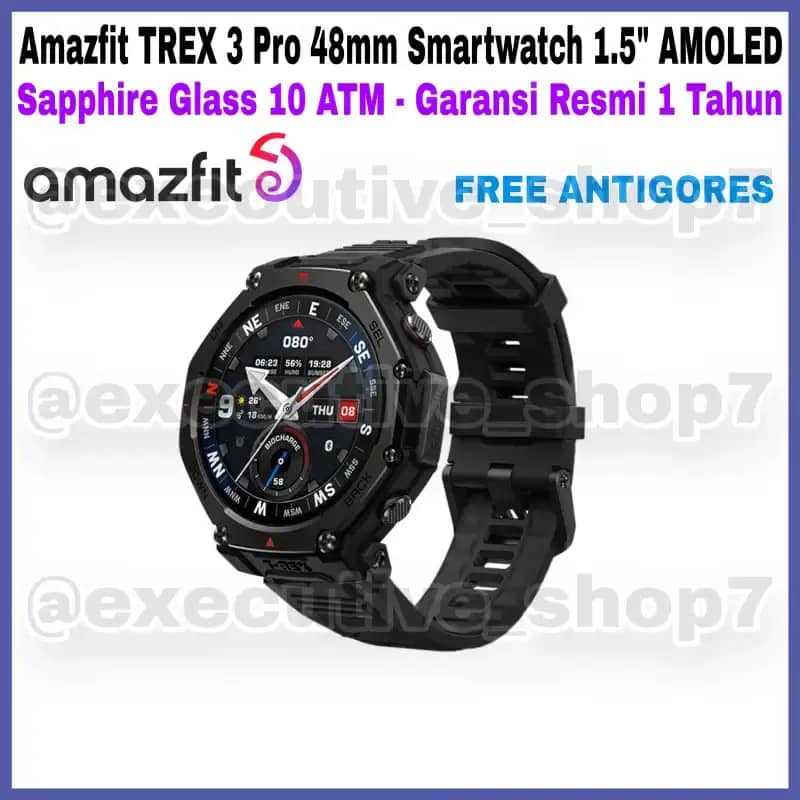 Amazfit TRex Pro 48mm Smartwatch AMOLED Sapphire Glass 10 ATM  Garansi Resmi Tahun