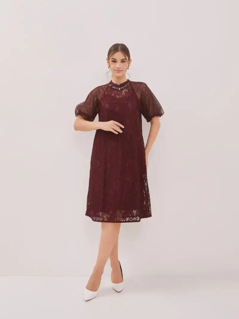 chinese dress ladies Modest Long Sleeve Lace Allover Mother of Bride Dress
