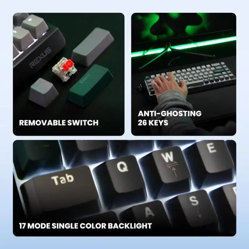 Jual Rexus Kx3 Kx-3 V2 Heroic Series Rgb Gaming Mechanical Keyboard ...