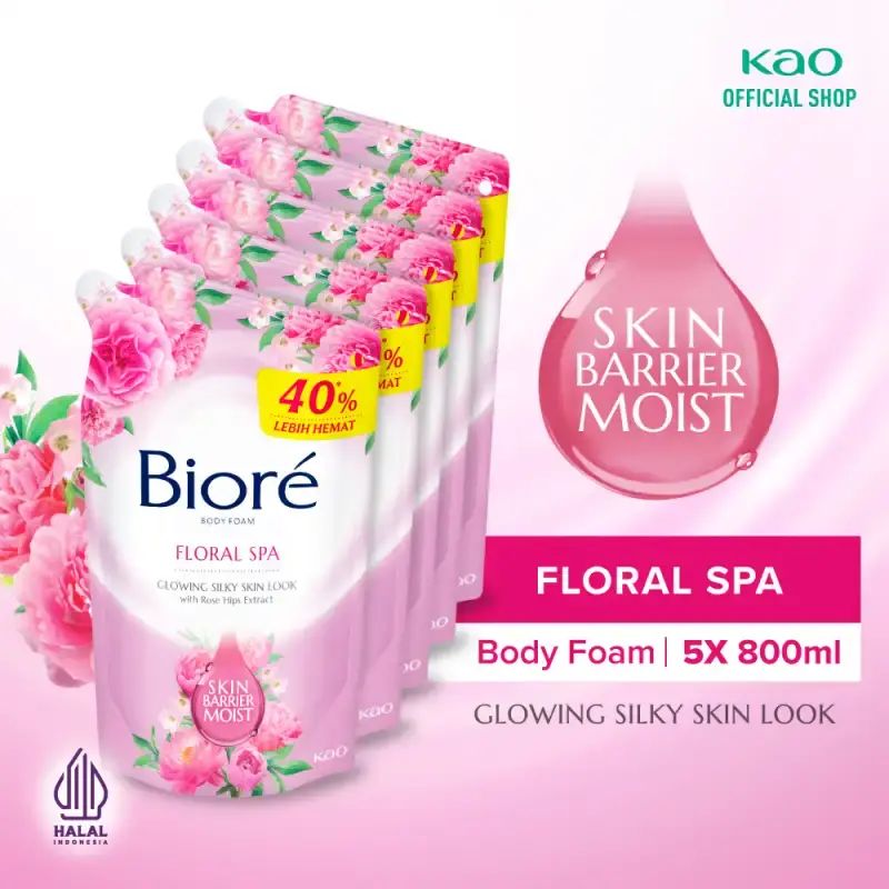Promo [buy 4 Get 1] - Biore Body Foam Floral Pouch Sabun Mandi Cair ...
