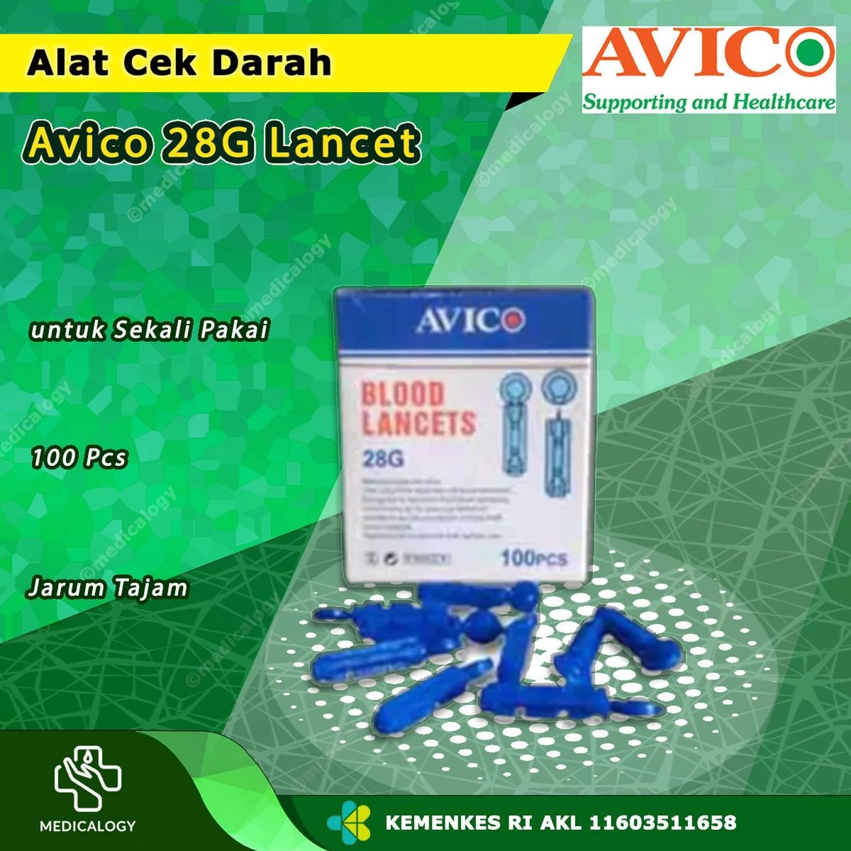 Jual Lancet Avico Isi 100 / Lancet 28g Merek Avico Isi 100 Pc Di Seller ...