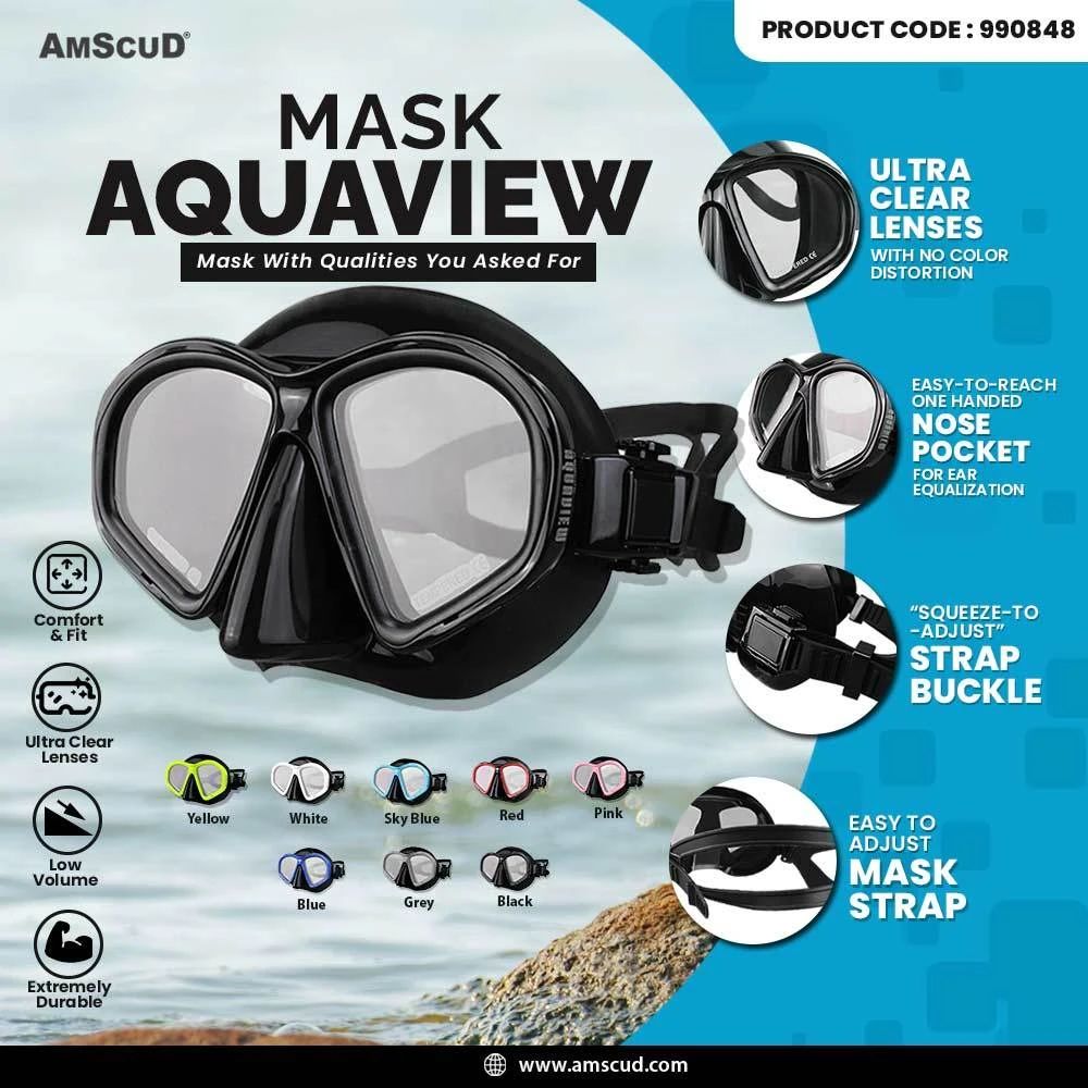 Jual Paket Mask Amscud Aquaview + Snorkel Amscud Glider / Kacamata ...