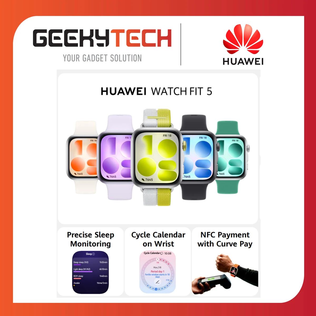 Jual HUAWEI Watch Fit 5 GPS Stylish Design Sports Tracking Health ...