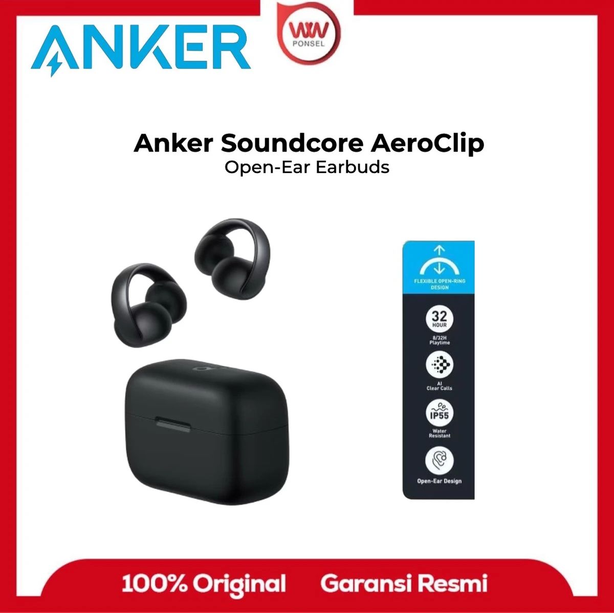 Promo Soundcore Aeroclip By Anker A3388, Open-ear Earbuds Diskon