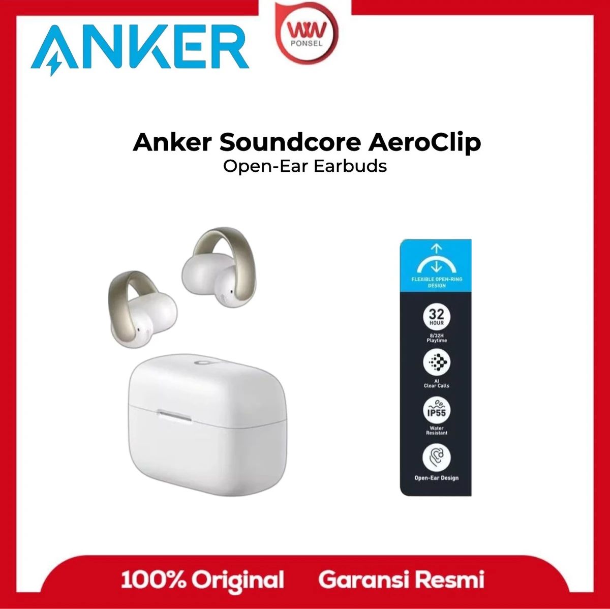Promo Soundcore Aeroclip By Anker A3388, Open-ear Earbuds Diskon