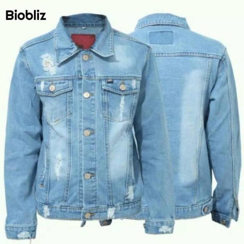 Jaket Sobek Pria Jeans Denim Not Levis Original
