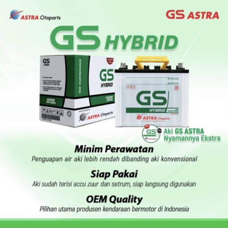 Promo Aki Gs Astra Hybrid Ns70/Aki Gs Hybrid Ns70 Diskon 6% di Seller