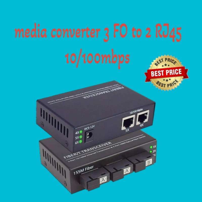 Promo media network transceiver 3 fo sc 2 rj45 10/100mbps