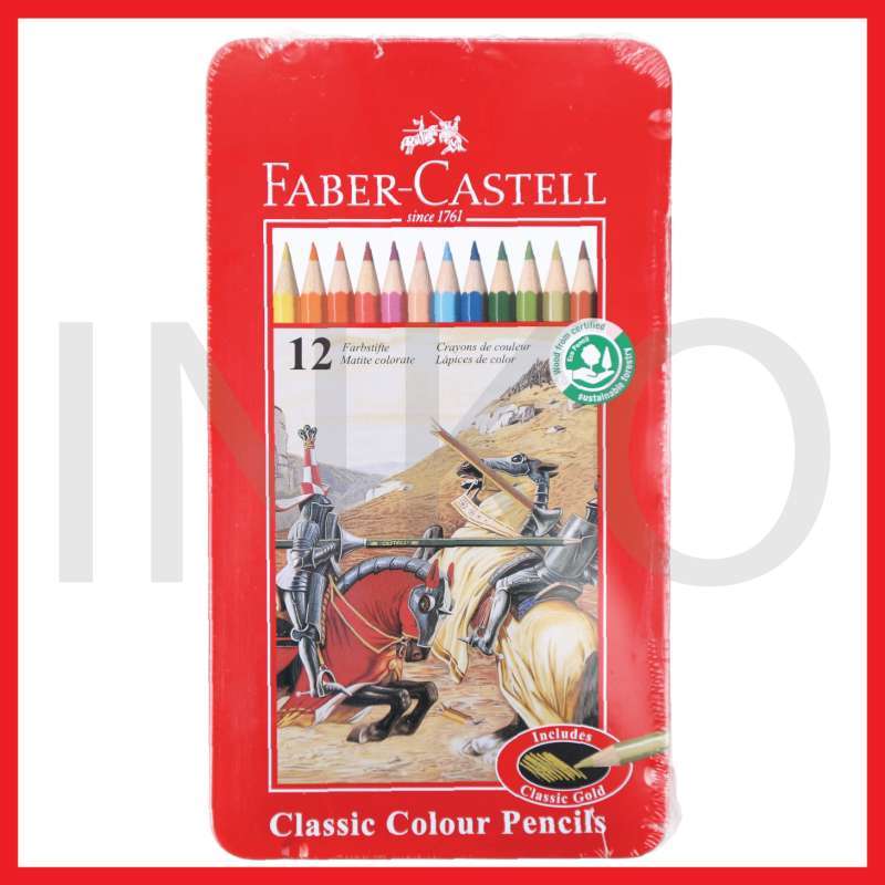 Jual FABER CASTELL CLASSIC COLOUR PENCILS IN TIN CASE 12L di Seller