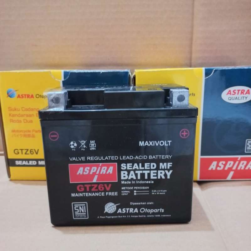 Promo AKI KERING ASPIRA GTZ6V 12V 5AH /CBR/VARIO 125 150 Diskon 23% di