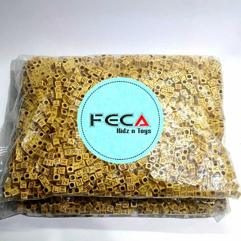 Manik Kuning Jual Manik Mote / Kotak Kuning / Huruf Abjad Hitam / 6 mm di Seller ...