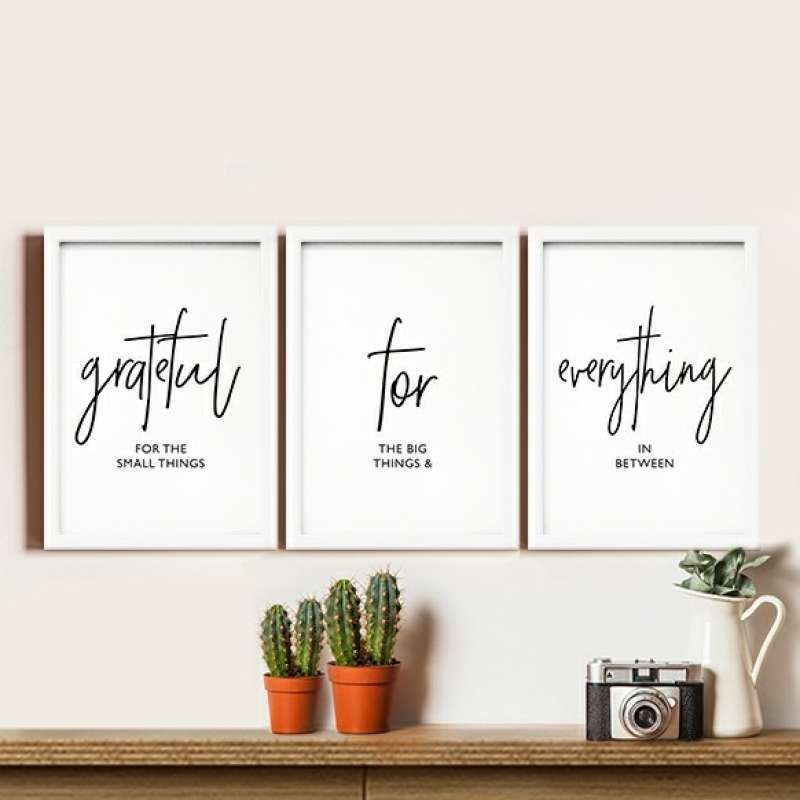 Promo Wall Decor Frame Bingkai Fiber Poster Quotes Grateful Diskon 23