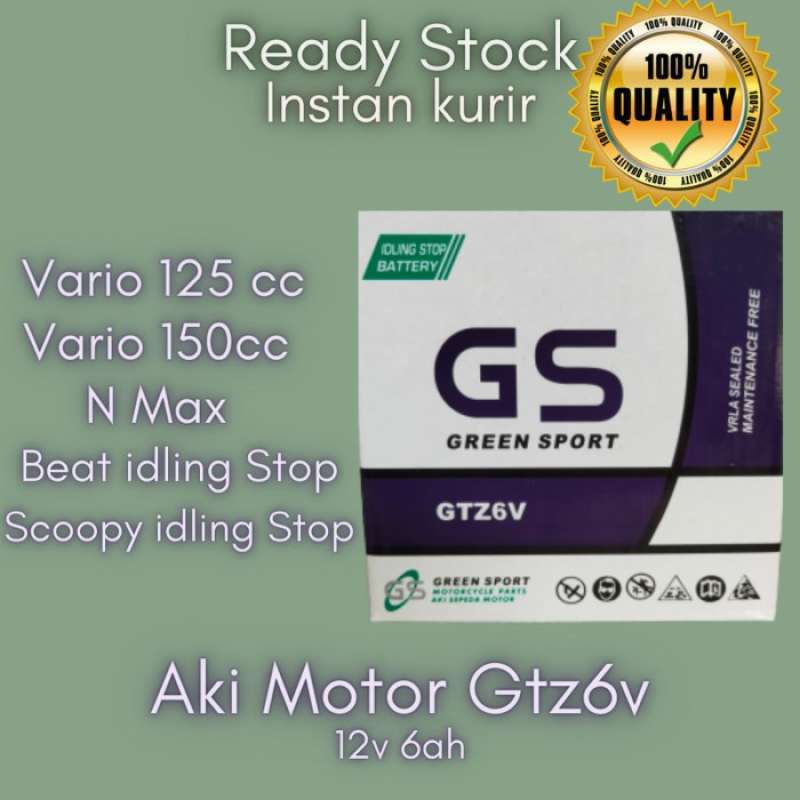Promo Aki Motor Honda Vario 125/150 Green Sport GS GTZ6V Diskon 23% di