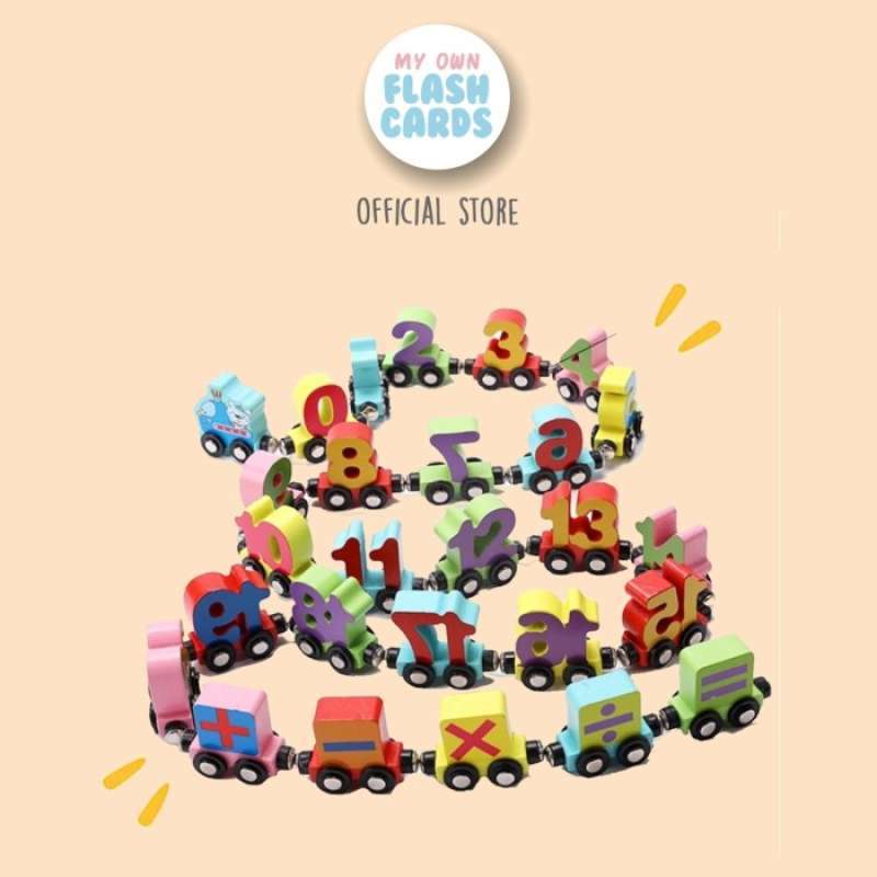 Promo number magnetic train 27pcs - kereta kayu angka simbol matematika ...