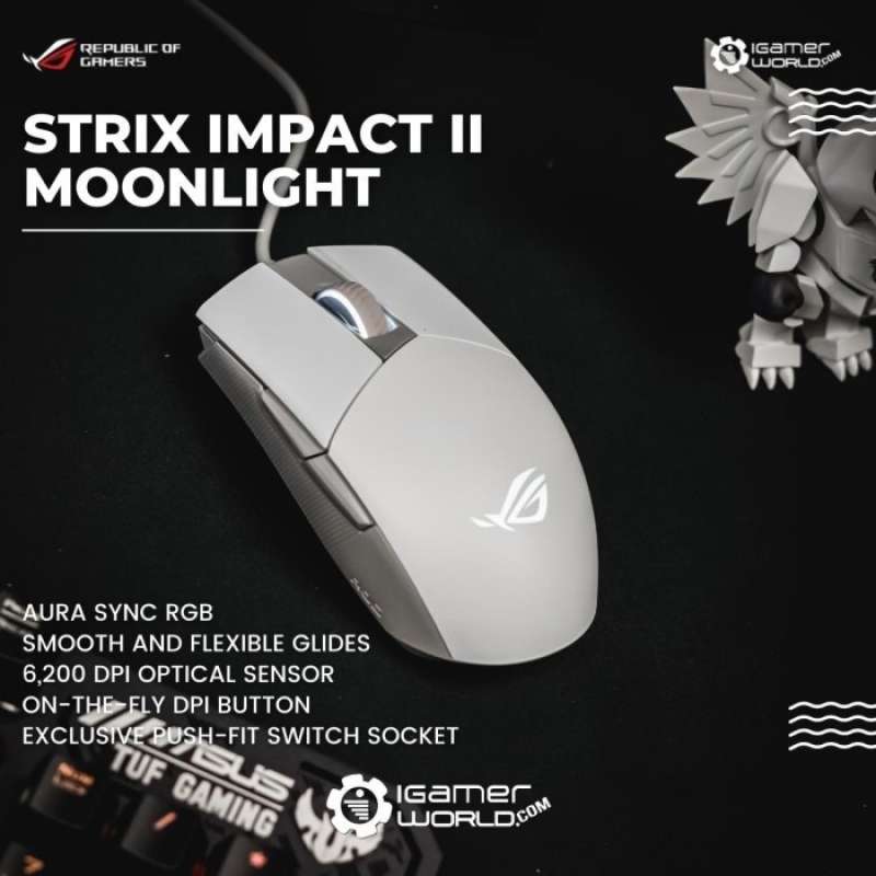 Promo ASUS ROG Strix Impact II Moonlight White Ambidextrous Gaming ...