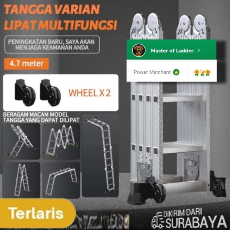 Tangga Ada Roda Promo Tangga Lipat Aluminium Roda/Multipurpose Ladder 4.7 Meter With ...