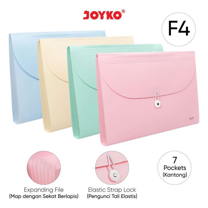 Jual Expanding File Map Harmonika Joyko EF8F4 Pastel Color 7 Pocket Yellow di Seller JOYKO