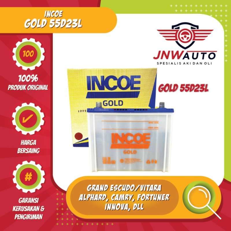 Jual Aki INCOE Hybrid 55D23L untuk mobil Toyota Innova, Camry, Fortuner