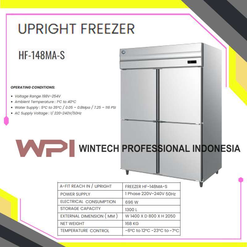 Jual HOSHIZAKI HF148MAS Stainless Upright Freezer 4 Pintu Panjang 140 cm Four Doors Upright