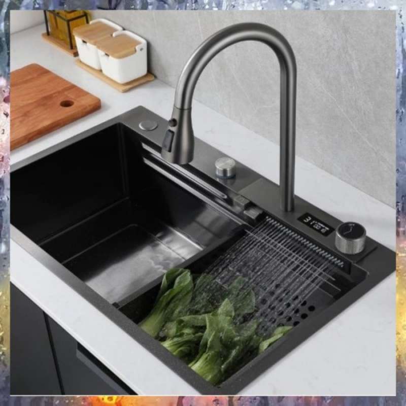 Promo Kitchen Sink Luxury Stainless 1 Lubang 7546 Hitam / Kitchen Sink