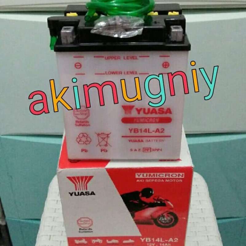 Promo aki motor yuasa YB14L-A2 aki basah 12v 14ah royal enfield honda
