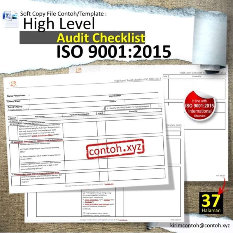 Promo Contoh High Level Audit Checklist Iso 9001:2015 | Bahasa ...