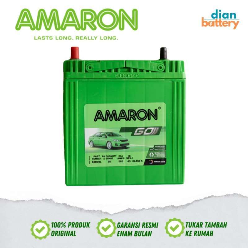 Promo Aki Mobil Freed AMARON GO NS40ZL Accu Kering 38B20L (35Ah) Diskon