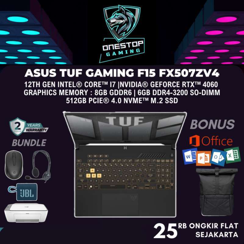 ASUS TUF Gaming F15 FX507ZV4 - Notebook 15.6" 144Hz, Intel Core I7-12700H, RAM 16GB, SSD 512GB, NVIDIA RTX 4060 8GB, Windows 11 Home - 2