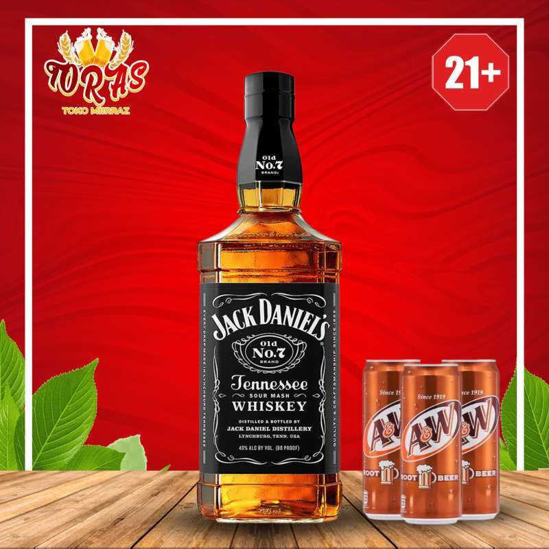 Jual Jack Daniels Daniel's Tennessee Whiskey 700ml + 3 Can Aw Root Beer