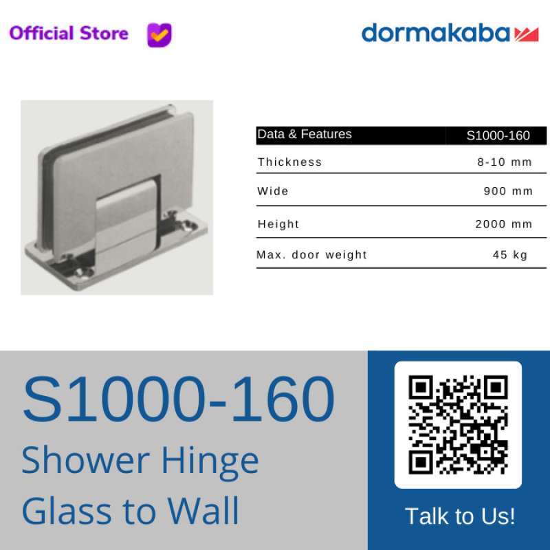 Promo Dorma Shower Hinge S1000160 Glass to Wall Dormakaba S 1000 160