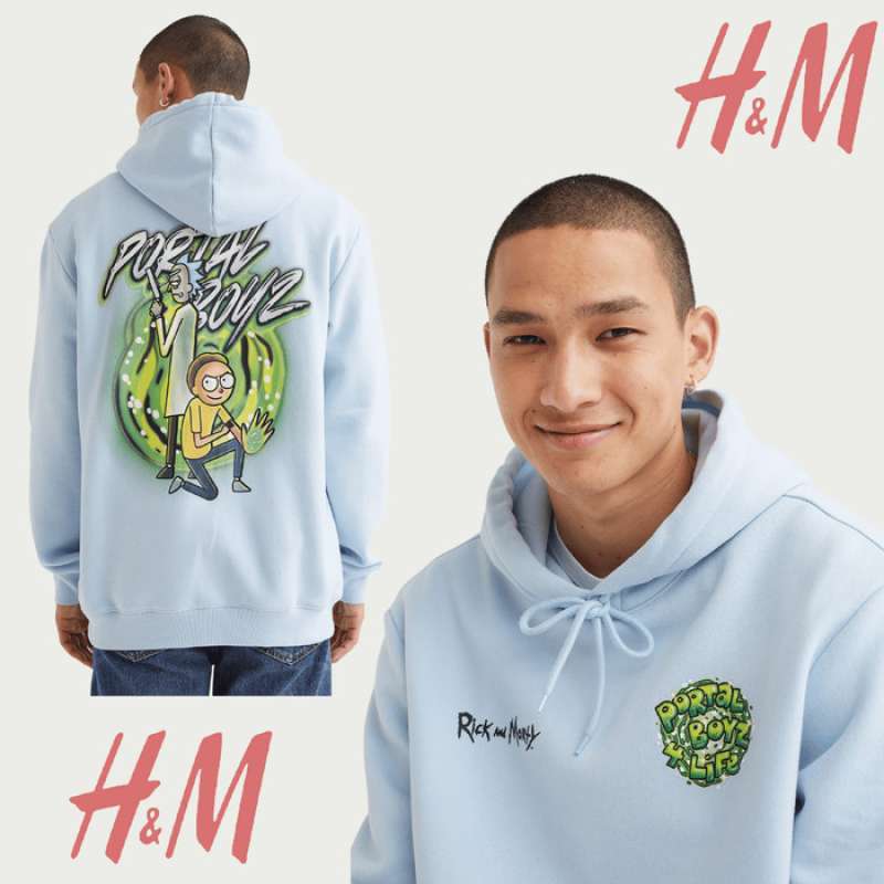 Promo SWEATER HOODIE H M ORIGINAL RICK AND MORTY BIRU FULL TAG