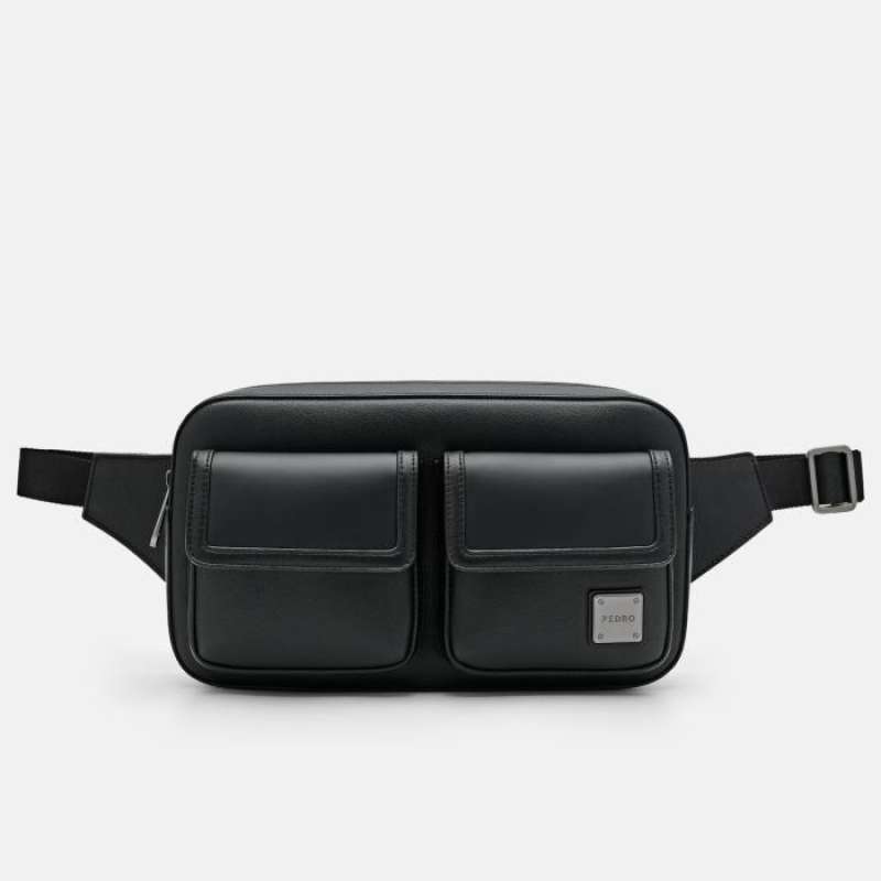 PM004 TAS SELEMPANG PINGGANG PRIA PEDRO SLING WAIST BAG ORIGINAL HITAM