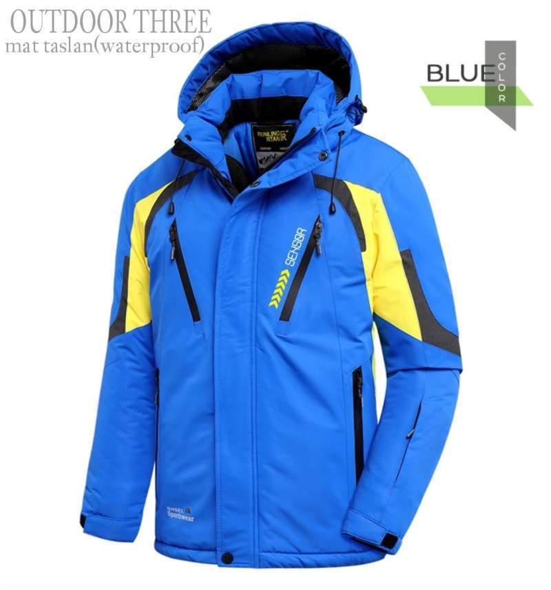 Jaket Pria Hoodie Outdoor Three Waterproof Sensor Original
