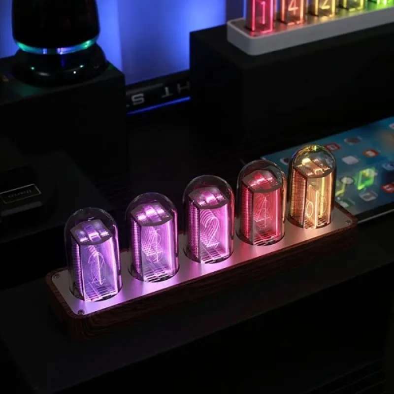 Jam Led Controller Promo New Jam Meja Digital Tube Clock With Rgb Led Glow For Gaming - 5 ...