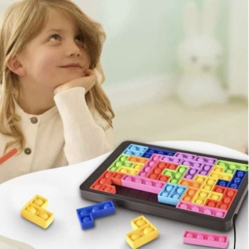 Promo POP IT TETRIS PUZZLE BUILDING BLOCK BLOK EDUKASI FIDGET TOYS