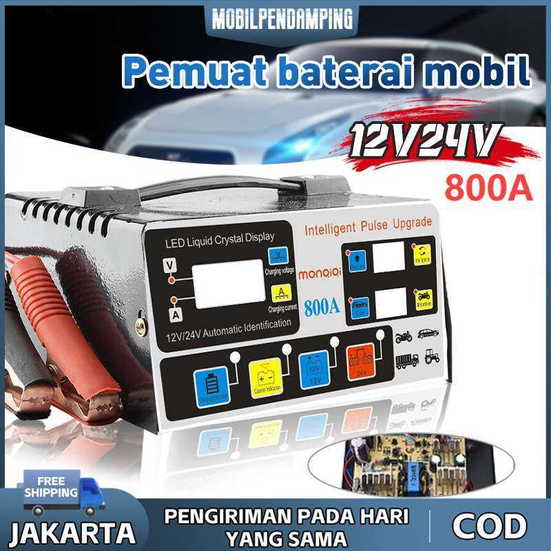 Promo 800AH Charger Aki 12V/24V Otomatis Smart Intelligent Auto Repair