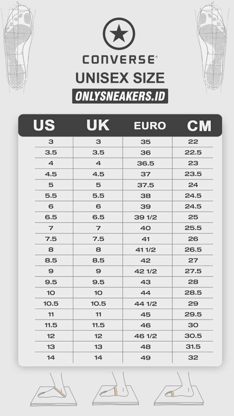 Cdg x converse size chart online