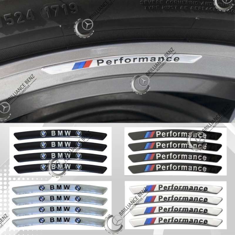 Promo 4PCS EMBLEM ALUMUNIUM STICKER VELG BMW M PERFORMANCE WHEEL STIKER ...